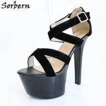 Black Chunky High Heels Gliadiator Sandals For Women Abs Platform Summer Shoes P - £149.65 GBP