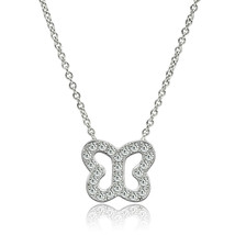 3W078 - Rhodium Brass Necklace with AAA Grade CZ  in Clear - $39.24