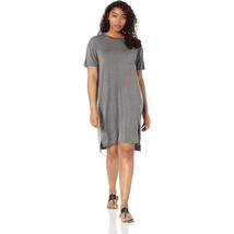 Women&#39;s Jersey Oversized-Fit Short-Sleeve Pocket T-Shirt Dress Gray Sz S... - $19.99