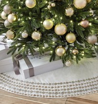 Sferra Lucido Ivory Velvet Christmas Tree Skirt Silver Diamond Embroider... - $165.00