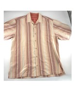Tommy Bahama 100% Silk Shirt Mens Large Red Orange Striped Aloha Cruise ... - $39.00 CAD