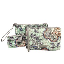 Set of 3 Vera Bradley Escapade Pouch Wristlet Womens Teal Multi Floral Quilted - £22.49 GBP