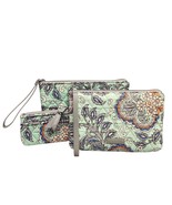 Set of 3 Vera Bradley Escapade Pouch Wristlet Womens Teal Multi Floral Q... - $43.26