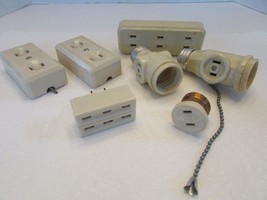 Vtg Electrics Ivory Bakelite Surface Recepticle Light Bulb Adapters Pull Chain - £18.79 GBP