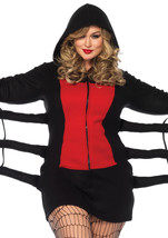 Cozy Black Widow fleece dress wwiggly spider leg 1X-2X BLACKRED - £55.36 GBP