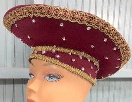 VTG Bollman Wool 56cm Ladies Bejeweled Rhinestone Dress Regal Costume Church Hat - £35.34 GBP