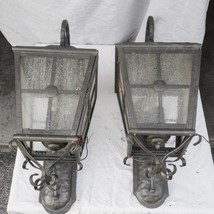 Set Di 2 Grande Metallo Applique Lampada Veranda Luce Nera - $1,793.09