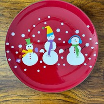 Pier 1 Snowball SALAD PLATE Hand Painted Snowman Christmas - $24.08
