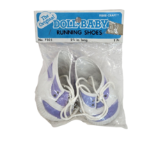 Vintage Fibre Craft Doll Baby 2 7/8" Purple + White Running Shoes New In Package - £18.68 GBP