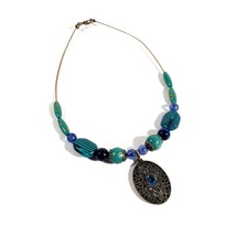 Avon NWT Necklace Womens Fashion Costume Jewelry Statement 16&quot; Length Teal Blue - £18.32 GBP