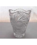 Glass Vase Cosmic Star Cut Glass Saw Tooth Rimmed 5&quot; Vintage Vase or Can... - £17.68 GBP