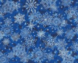 108&quot; Wide Quilt Backing Snowflakes Holiday Blue Cotton Fabric Print BTY ... - £19.20 GBP