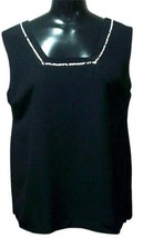 Darue of California Black Sleeveless Blouse w/Black/White Trim Size 10 NEW - $12.16