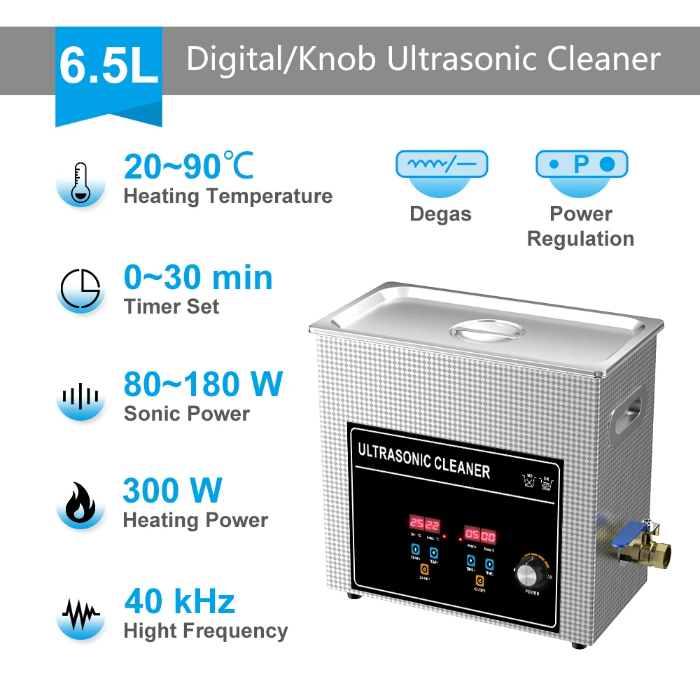 6.5L 180W Ultrasonic Cleaner With Basket Portable Washing Machine Ultras... - $208.83