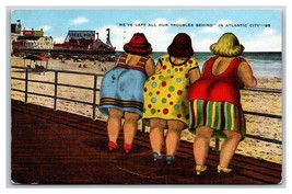 Comic Greetings Big Butts Atlantic City New Jersey NJ Linen Postcard S1 - £4.65 GBP