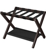 Sturdy Bamboo Luggage Rack in Chestnut Brown Wood Finish with Lower Shelf - $2,598.28 MXN