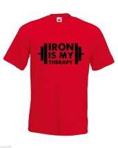 Mens T-Shirt Iron is My Therapy Bodybuilder tShirt Bodybuilding Fitness Shirt - £19.88 GBP