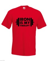 Mens T-Shirt Iron is My Therapy Bodybuilder tShirt Bodybuilding Fitness Shirt - £19.77 GBP