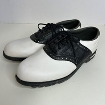 Footjoy Greenjoys Soft Spikes White Black Leather Golf Shoes Men Size 10.5W - $37.73