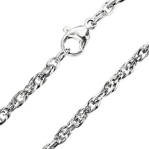 Twisted Cable Chain Necklace Silver Stainless Steel 1.5mm-2.5mm 18-20-Inch - £10.92 GBP+