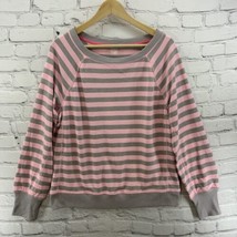 Xersion Sweater Womens Sz L Pink Gray Stripes Athletic Wear Breathable  - £9.51 GBP