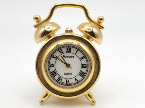 Rumours Quartz Desk Clock New Batter Gold Tone White Dial 28mm - $34.65