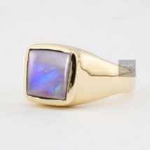 Moonstone Ring Natural, Mens Ring, 925 Solid Sterling Silver Ring, 18K Gold Ring - £79.48 GBP