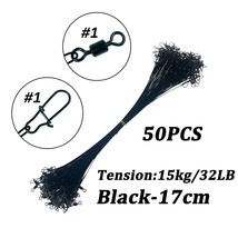 50 Pcs Lead-core Traction Fishing Line Steel Wire Leader With Swivel Double-Lock - £39.92 GBP