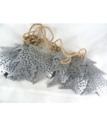 Country Primitive 4.5&quot; Tin trees star Punched ornaments strung on rope g... - $282.06 MXN