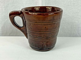 Vintage Mid Century Oven Proof Drip Glaze Coffee Cup w/ Scallops Pattern - $4.95
