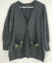 Apt.9 Women&#39;s Gray Button Up Cardigan With Rhinestone Embellished Pocket... - $12.60
