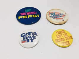 Vintage Pepsi Cola Advertising Buttons (Lot of 4) Say the Word USA Pinback - £20.97 GBP