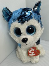 Ty Beanie Boos Flippables SLUSH The Dog 6&quot; Beanbag Plush Toy w/ Glitter Eyes - £3.98 GBP