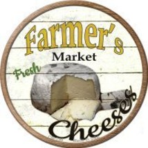 Farmers Market Cheeses Novelty Metal Mini Circle Magnet - £10.41 GBP
