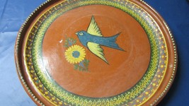 Compatible with Western Mexican Stoneware Pottery Platter Tray Hand Painted 17&quot;  - £65.99 GBP