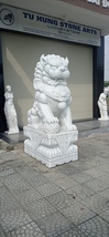 Vintage Foodog Stone Statue Lion Sculpture Hand Carved Natural Solid Stone Art - £7,370.06 GBP