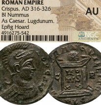 CRISPUS/Altar. X Rare RIC R4 Coin NGC AU Epfig Hoard Constantine the Great&#39;s son - £530.65 GBP