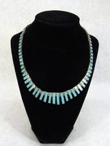 Vintage 950 Sterling Silver MULTI-LINK Heavy Turquoise Necklace - £190.64 GBP