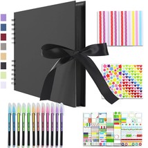 Scrapbook Photo Album Diy Set With Stickers And Colorful Pens Hardcover Pictures - £32.16 GBP