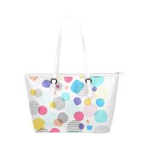 White Tote Shoulder Bag with Abstract Circular Pastel Design - £47.01 GBP