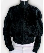  VTG Calvin Klein Europe Italian Real Fur Leather Black Bomber Jacket 10... - $570.00