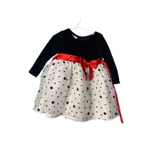 Ashley Ann Girls Size Toddler 3T Black White Dress with Red Bow Long Sle... - £17.80 GBP