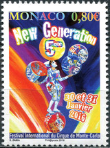 Monaco 2016. 5th International Circus Festival &quot;New Generation“ (MNH OG) Stamp - £1.86 GBP