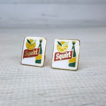 Vintage Squirt Soda Pop Enamel Gold Tone Cufflinks 2 x 2.5cm RARE! - £29.87 GBP