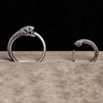 Genuine 925 Sterling Silver Snake Animal Rings Simple Open Rings Designer Fashio - £19.48 GBP