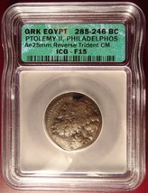 Greek Egypt 285-246 BC Ptolemy II Philadelphos Trident Counter Mark ICG F 15! - £235.98 GBP