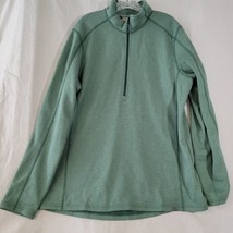 LL Bean Mens Large Tall Jacket 1/4 Zip 92% Polyester 8% Wool Green - $17.72