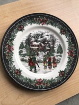 Royal Stafford Cottage Snowy Village Christmas Ice Skate Dinner Plates S... - $69.99