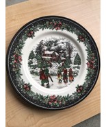 Royal Stafford Cottage Snowy Village Christmas Ice Skate Dinner Plates S... - $94.91 CAD