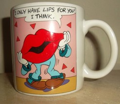 1988 Vintage &quot;I Only Have Lips For You&quot; Hot Kissing Lips Novelty Collectible Mug - £23.48 GBP